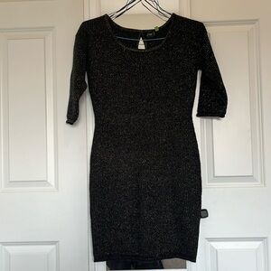 T/O Sweaters New With Tags Black Sparkly Knit Midi Dress Size Sma